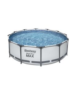 Steel Pro MAX™ 366x100 cm Round Solo Pool, steel frame and liner, light grey print