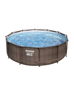 Steel Pro MAX™ 366x100 cm Round Solo Pool, steel frame and liner, rattan effect